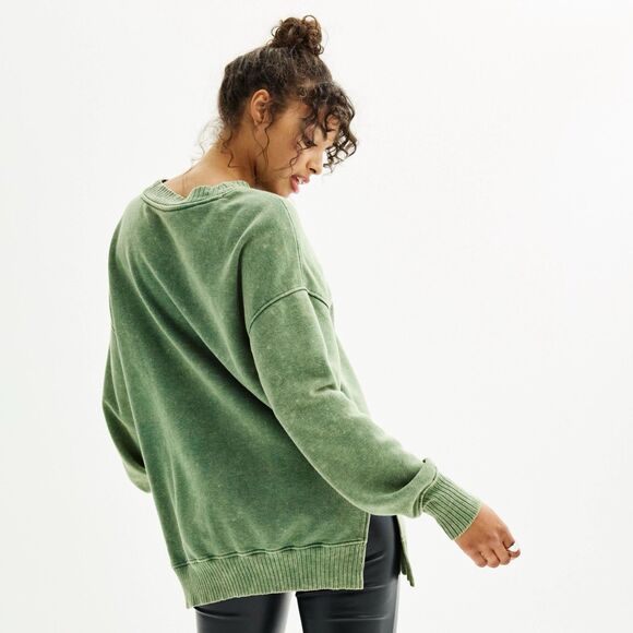 SO Juniors Oversized Weekend Tunic XL Green Long Sleeve Pullover Lightweight NWT - Picture 2 of 11